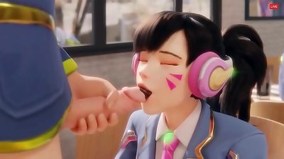 《守望先锋》的 D.Va 被骗去舔骨头 (HentaiSpark.com)