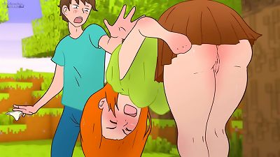 史蒂夫在《我的世界》中偷了亚历克斯的内裤！动漫 色情 动画 模仿